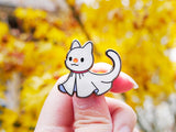 Ghost Pumpkin-Nose Kitty Enamel Pin