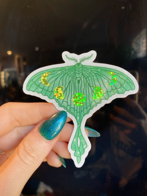 Glitter Luna Moth Sticker