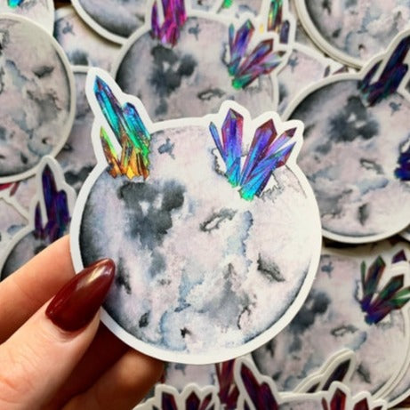 Gray Moon Holographic Sticker