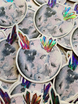 Gray Moon Holographic Sticker