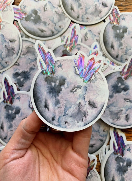 Gray Moon Holographic Sticker