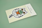 Gray Tabby Cat and Succulent Plant Vinyl Sticker