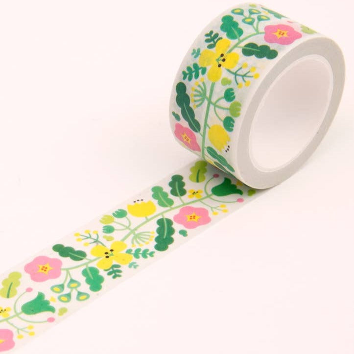 Green Floral Pattern Washi Tape