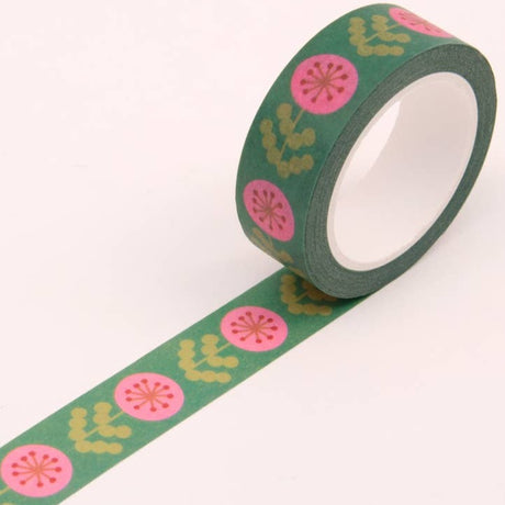 Green and Pink Floral Washi Tape