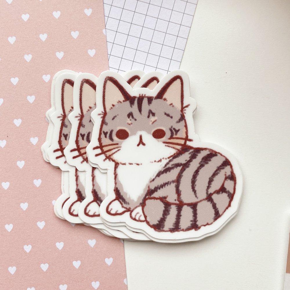 Grey Tabby Cat Sticker