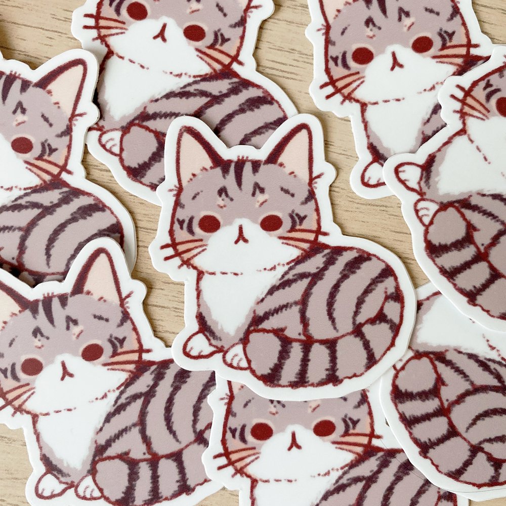 Grey Tabby Cat Sticker