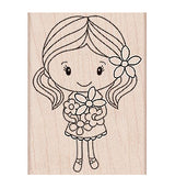 Girl Holding Flowers Stamp