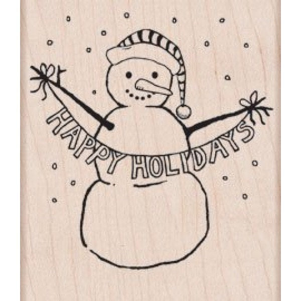 Happy Holidays Snowman Stamp