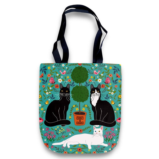 Kitty Cats with Topiary Tote Bag