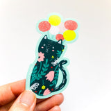 Kitty Flower Vase Sticker