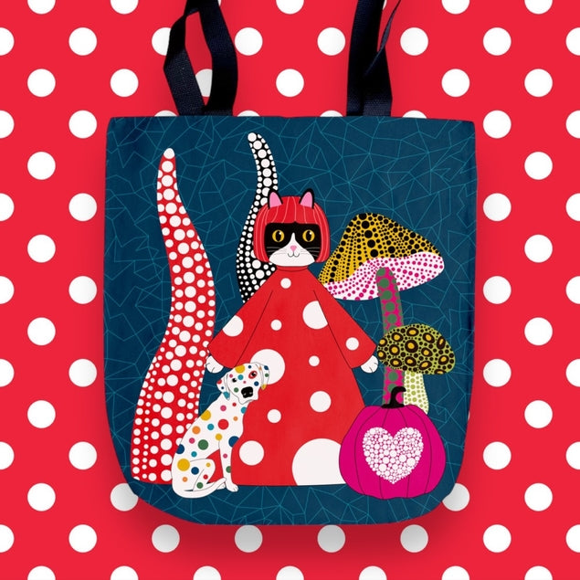 Kusameow Yayoi Kusama with Love Tote Bag