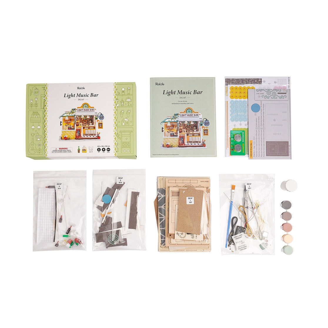 Kit de bricolaje para hacer una casa en miniatura con barra de música ligera