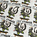 Lil' Stinker Skateboarding Skunk Sticker