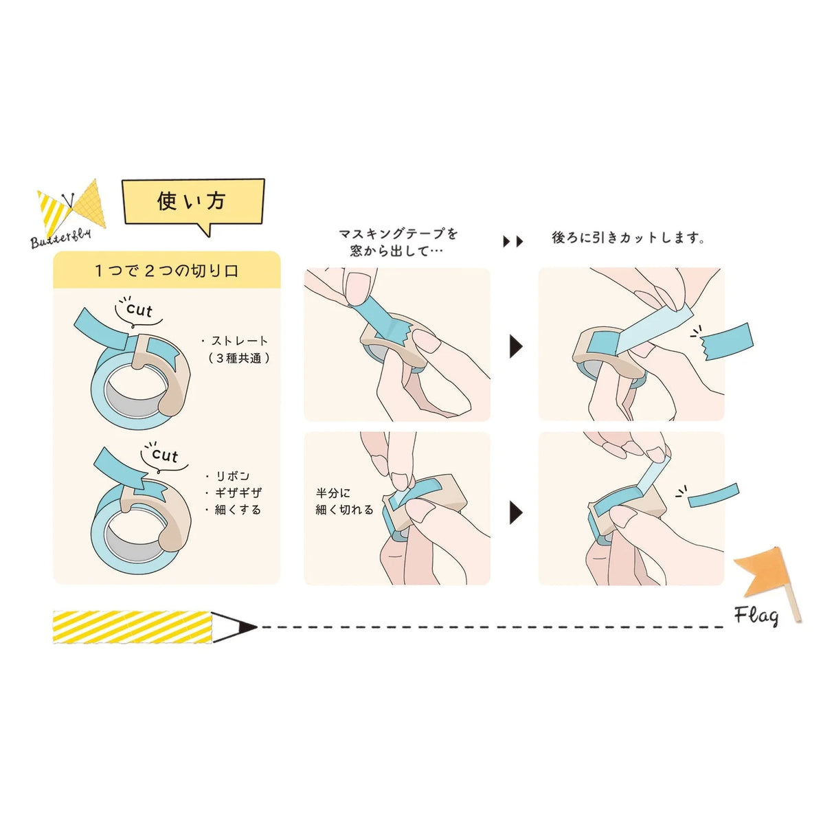 Mizutama 2-Way Ribbon Bon Tape Cutter C