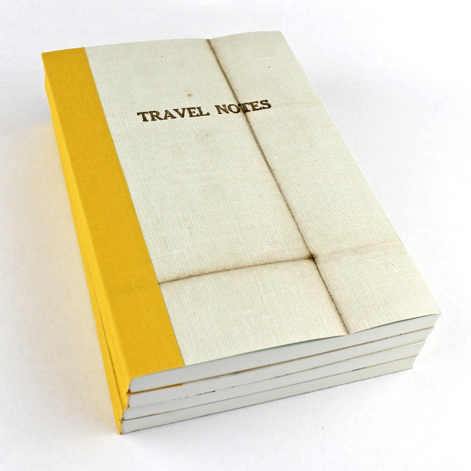 Linen Map Travel Notes with Yellow Binding