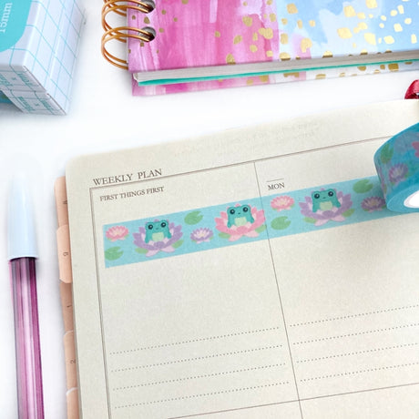 Lotus Flower Frog Washi Tape