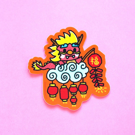 Lunar New Year Dragon Fireworks Sticker