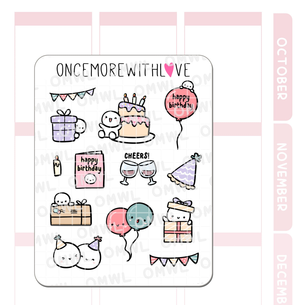 M1315 Large Birthday Deco Doodles Sticker