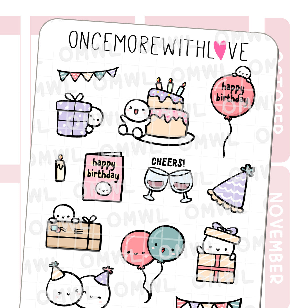 M1315 Large Birthday Deco Doodles Sticker