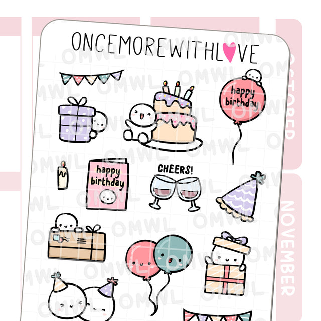 M1315 Large Birthday Deco Doodles Sticker