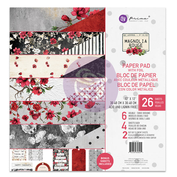 Magnolia Rouge Paper Pad 12"X12" 26/Pkg