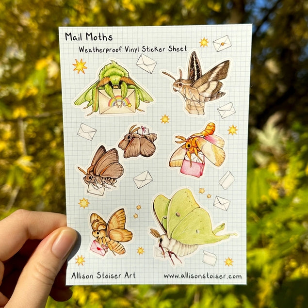 Mail Moths Weatherproof Vinyl Sticker Sheet