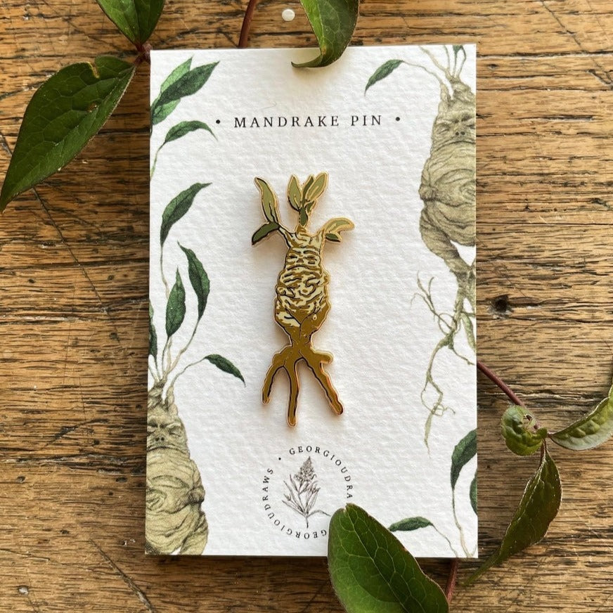 Georgiou Draws Mandrake Magical Herbology Enamel Pin