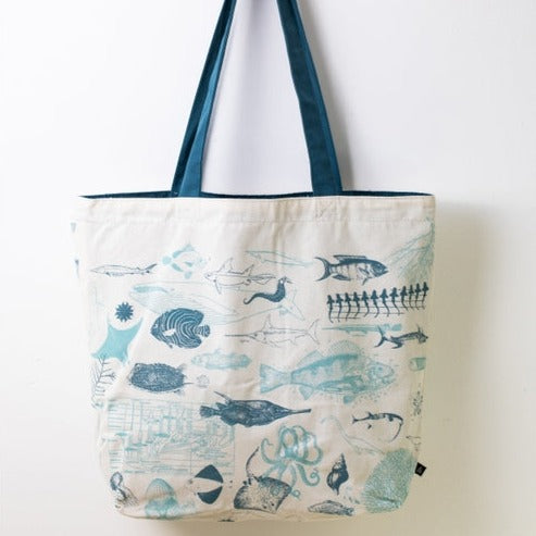 Marine Life Canvas Shoulder Tote Bag