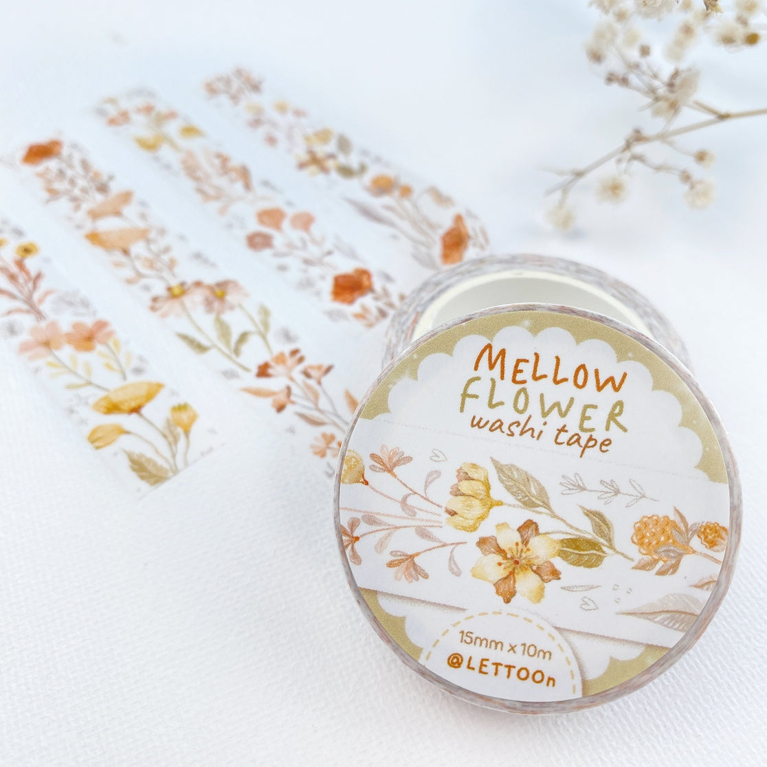 Cinta washi con diseño de flores suaves