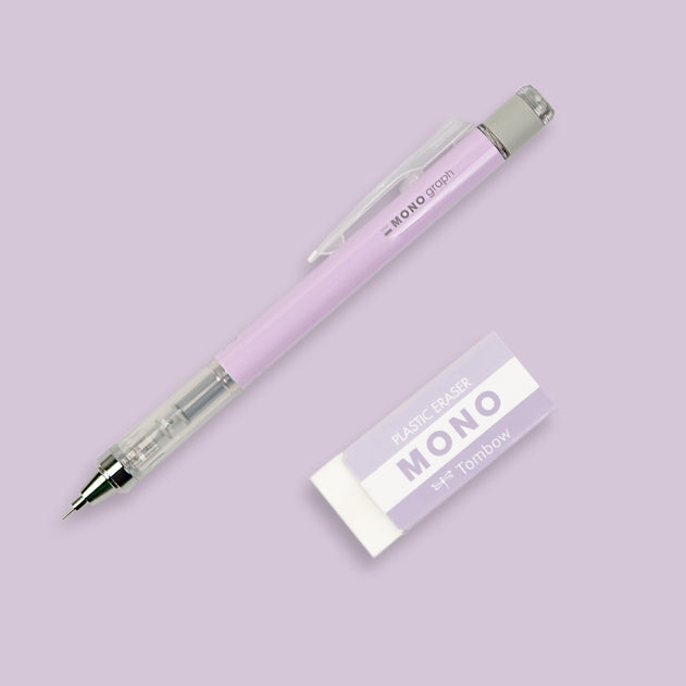 Mono Graph Mechanical Pencil + Eraser Set Lavender