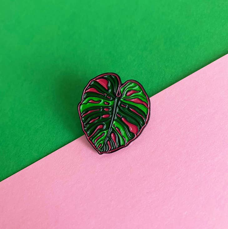 Pin de esmalte con forma de hoja de Monstera