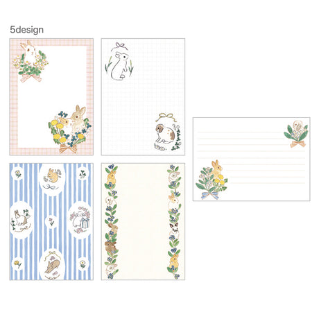 Papier Platz x Moriyama Otegaru Memo Pad Bunnies and Flowers at Little Craft Place