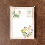 Papier Platz x Moriyama Otegaru Memo Pad Bunnies and Flowers at Little Craft Place