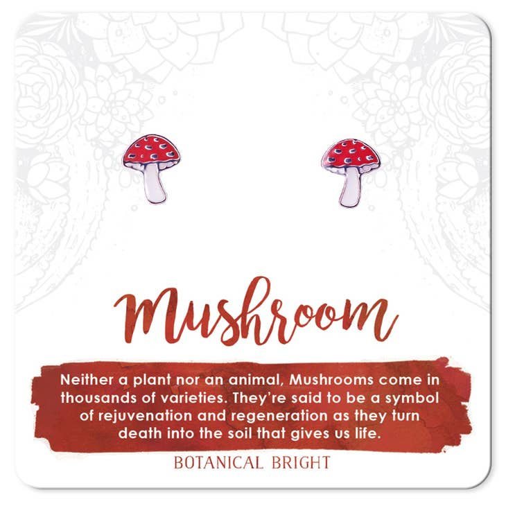 Mushroom Stud Earrings Silver