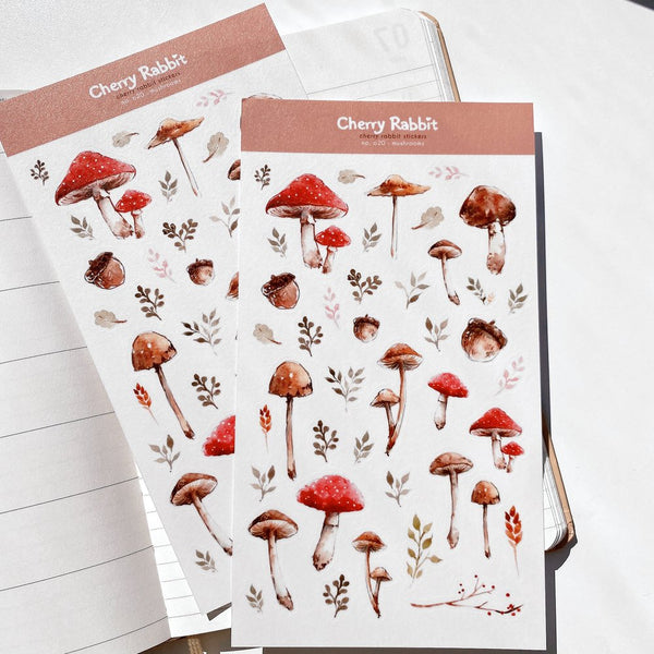 Mushroom Sticker Sheet | Cottagecore Bullet Journal Stickers | Planner  Stickers