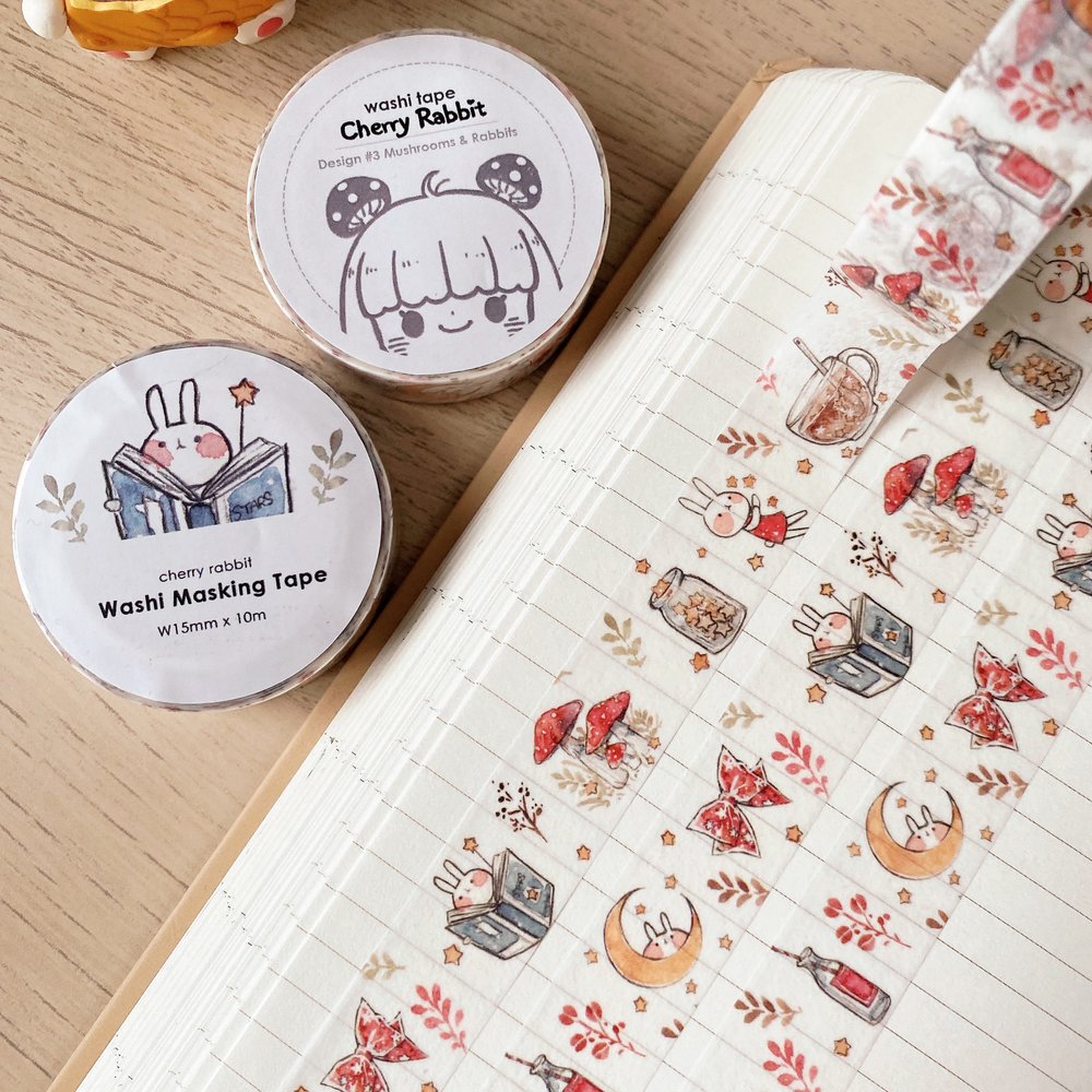 Mushrooms & Rabbit Washi Tape