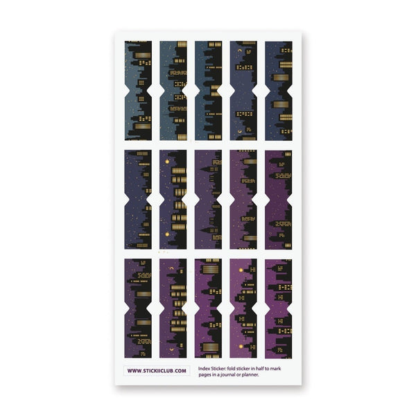 Night time Skyline Tabs Sticker Sheet