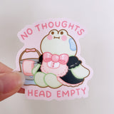 No Thoughts Head Empty Frog Sticker