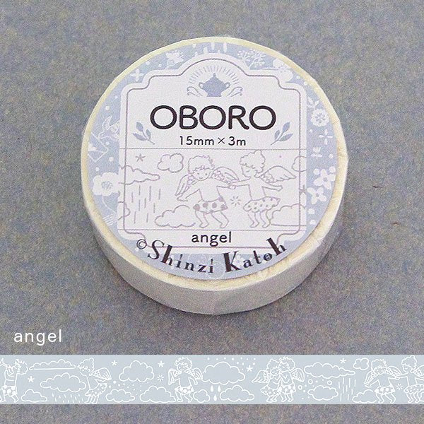 Cinta washi blanca con diseño de ángel de Oboro