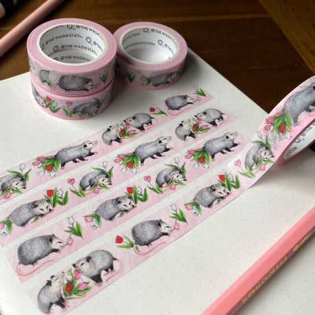 Opossums and Tulips Washi Tape