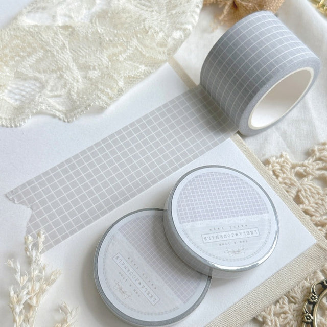 Pale Grayish Blue Grid Washi Tape 30mm