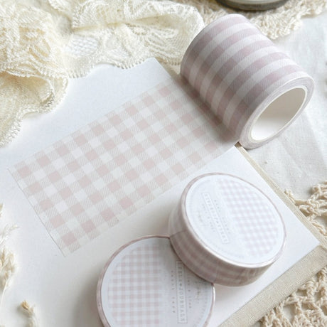 Pale Salmon Pink Plaid Washi Tape 50mm