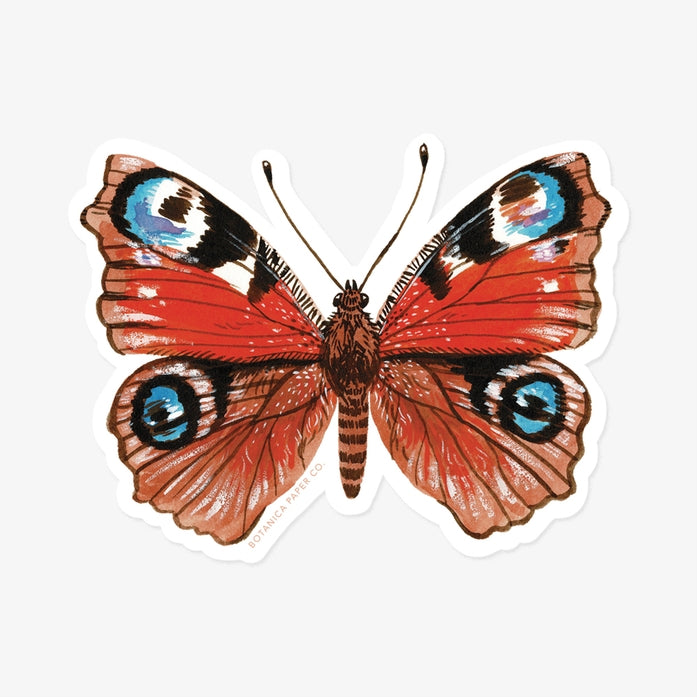 Peacock Butterfly Clear Vinyl Sticker