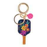 Pickleball Set with Flower Print Enamel Keychain