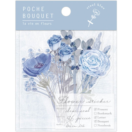 Poche Bouquet Seal Blue Flake Sticker