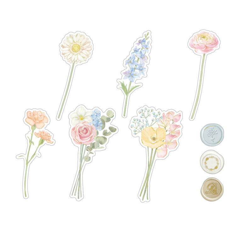 Poche Bouquet Flower Flake Sticker Pastel