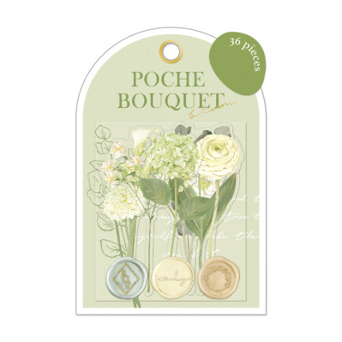 Poche Bouquet Flower Flake Sticker Lime Green