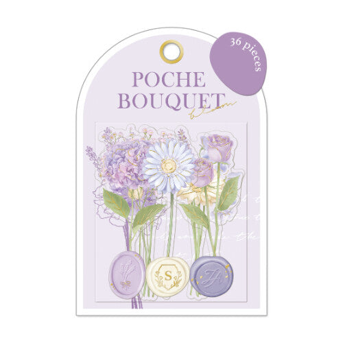 Poche Bouquet Flower Flake Sticker Purple