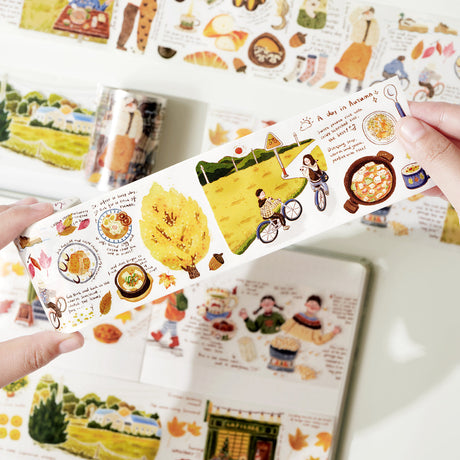 Pre-cut Autumn Friends Wide Washi / PET Tape