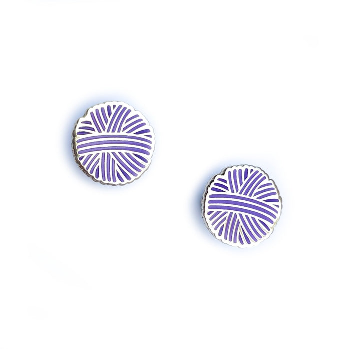 Purple Yarn Ball Enamel Earrings